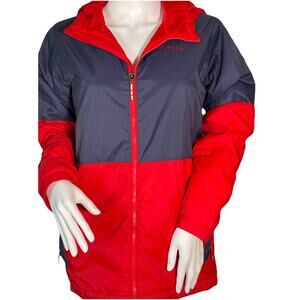 Columbia Women's MED Hooded Rain Jacket~Full-zip~Red Blue